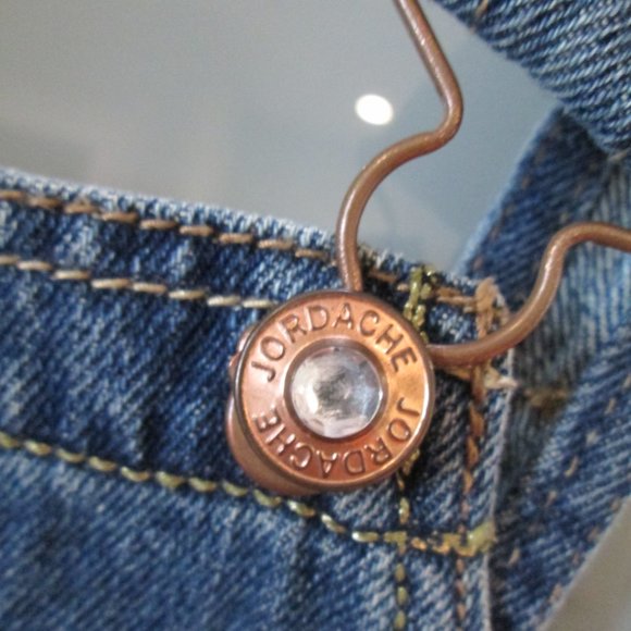 JORDACHE GIRL'S JUNIOR BIB BLUE JEAN OVERALLS - Picture 3 of 7